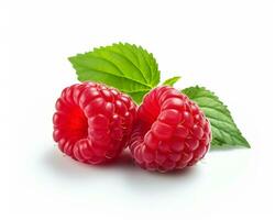 Photo of Raspberry isolated on white background. Generative AI