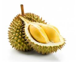 Photo of Red durian isolated on white background. Generative AI
