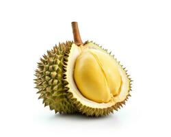 Photo of Red durian isolated on white background. Generative AI