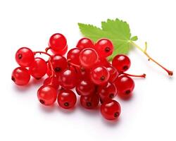 Photo of Red currant isolated on white background. Generative AI