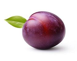 Photo of Plum isolated on white background. Generative AI