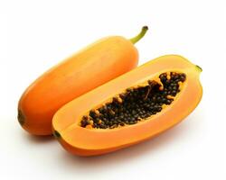 Photo of Papaya isolated on white background. Generative AI