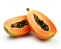 Photo of Papaya isolated on white background. Generative AI