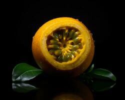 Photo of Passion fruit isolated on white background. Generative AI