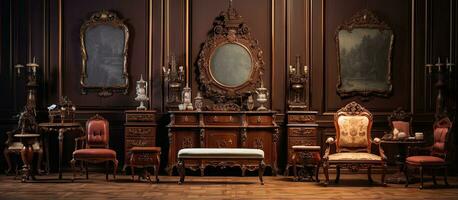 Antique furniture collection for indoor use photo