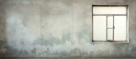 Placing a plastic window on an aged concrete wall photo