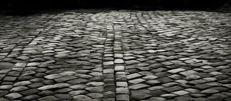Monochrome with brick road and stone wall texture photo