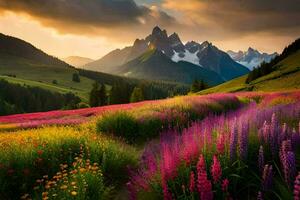 the flowers of the alps, switzerland. AI-Generated photo