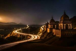 el noche cielo terminado el ciudad de Pakistán. generado por ai foto