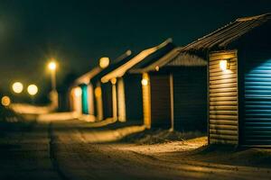 foto fondo de pantalla el playa, noche, playa, casas, el playa, el playa hd fondo de pantalla. generado por ai