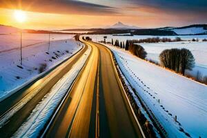 a highway in the winter. AI-Generated photo