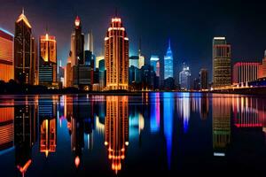 the city of shanghai at night. AI-Generated photo