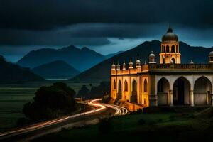 the mosque in the mountains. AI-Generated photo
