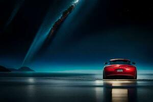 the 2020 tesla roadster is shown in the dark. AI-Generated photo