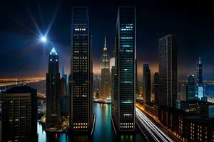 the city of dubai at night. AI-Generated photo