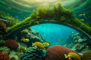 underwater scene with coral reef and fish. AI-Generated photo