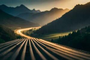 photo wallpaper the sky, mountains, road, train, road, road, road, road,. AI-Generated