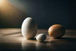 an egg, an eggshell and an egg yolk. AI-Generated photo