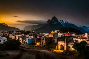 foto fondo de pantalla el cielo, montañas, nubes, el cielo, el montañas, el cielo, el. generado por ai