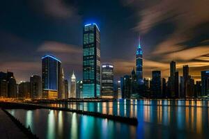 the city skyline at night in china. AI-Generated photo