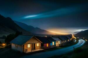 photo wallpaper the sky, night, houses, road, road, road, road, road,. AI-Generated