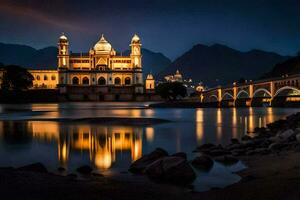 the night view of a beautiful palace in india. AI-Generated photo