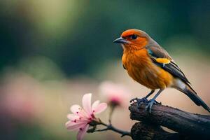 photo wallpaper bird, the flower, the tree, the bird, the flower, the bird,. AI-Generated