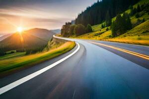 un la carretera con el Dom ajuste detrás él. generado por ai foto