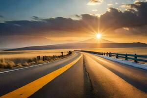 un la carretera con el Dom ajuste terminado el horizonte. generado por ai foto