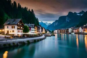 the beautiful town of hallstatt, switzerland. AI-Generated photo