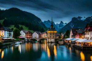 el pueblo de Altenburg en el Alpes, Suiza. generado por ai foto