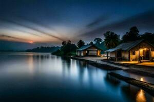 the house on the lake. AI-Generated photo