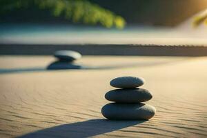 zen stones on the beach. AI-Generated photo