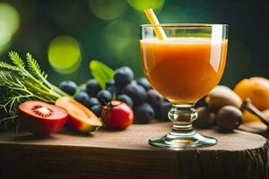 a glass of juice with fruits and vegetables. AI-Generated photo