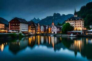 el pueblo de lainz, Suiza. generado por ai foto