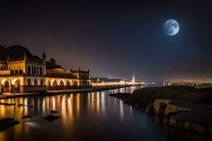 foto fondo de pantalla noche, el luna, el luz de la luna, el luz de la luna, el luna, el. generado por ai