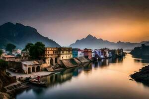 el hermosa ciudad de udaipur, India. generado por ai foto