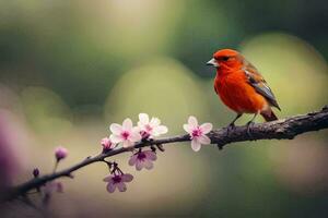 foto fondo de pantalla el cielo, pájaro, flores, primavera, el pájaro, primavera, el pájaro,. generado por ai