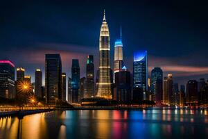 el kuala lumpur horizonte a noche. generado por ai foto