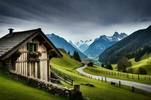 the house in the alps. AI-Generated photo