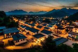 the town of luang prabang at dusk. AI-Generated photo