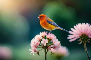 foto fondo de pantalla el cielo, flores, pájaro, pájaro, pájaro, pájaro, pájaro, pájaro,. generado por ai