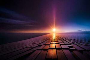 the sun is shining over a wooden floor. AI-Generated photo