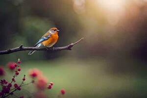 foto fondo de pantalla pájaro, el sol, flores, el pájaro, el pájaro, el pájaro, el. generado por ai