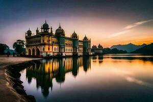 the palace at sunset in india. AI-Generated photo