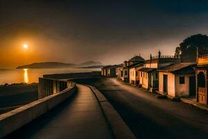 foto fondo de pantalla el cielo, camino, atardecer, el mar, India, el sol, Indiana. generado por ai