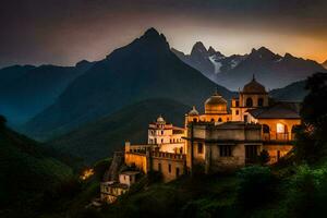 foto fondo de pantalla el cielo, montañas, el cielo, el montañas, el cielo, el montañas,. generado por ai