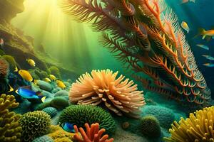 the ocean is full of colorful corals and fish. AI-Generated photo