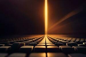 a computer keyboard with a light shining through it. AI-Generated photo
