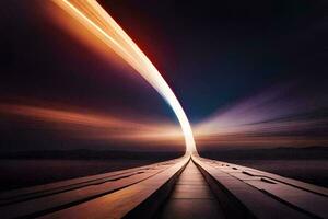 a long exposure photo of a rocket going into space. AI-Generated